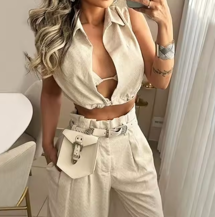 Belted Cream Co-ord Set