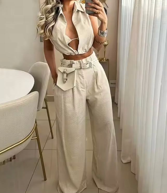 Belted Cream Co-ord Set