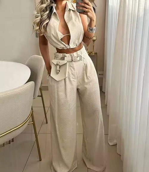 Belted Cream Co-ord Set